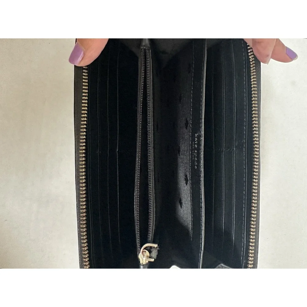 Kate Spade New York Grove Street Neda Wallet Leather Black Full Zip Closure